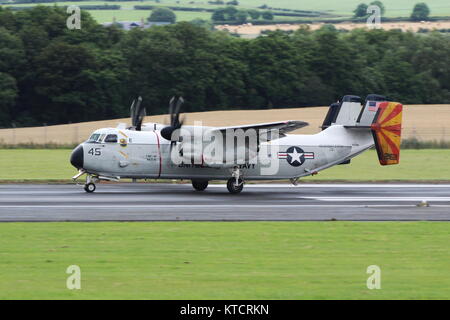 162168, eine Grumman C-2A Greyhound von Fleet Logistics Support Squadron 40 (VRC-40) 'Rawhides" der US Navy, am Flughafen Prestwick, Ayrshire betrieben. Stockfoto