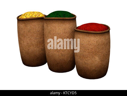 3D-Illustration orientalischen Gewürzen auf Weiß Stockfoto