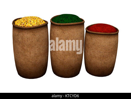 3D-Rendering orientalischen Gewürzen auf Weiß Stockfoto