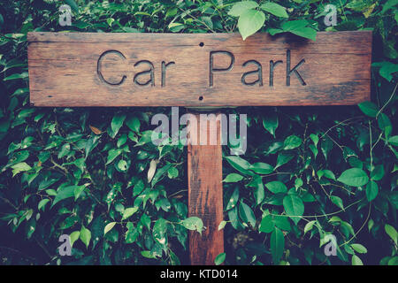 Label Holz- Parkplatz Stockfoto