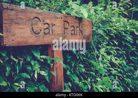 Label Holz- Parkplatz Stockfoto