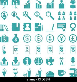 Satz von Web-Icons für Wirtschaft, Finanzen und Kommunikation Stock Vektor