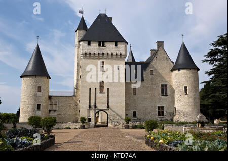 Chateau du Rivau, Loire Tal, Frankreich. GPS-Koordinaten: 47.1036°N 0.3233°E Stockfoto