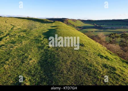 Zu Corton Hill & Whitcombe von Cadbury Castle Hill Fort, South Somerset Stockfoto