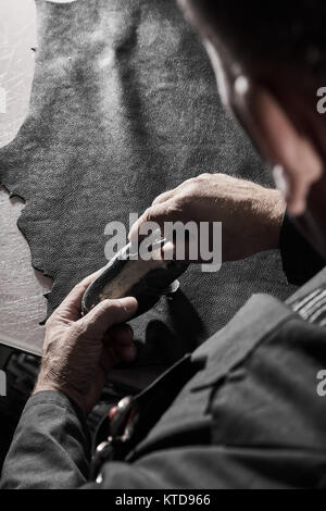 Schuhputzmaschine Produktion im Werk Stockfoto