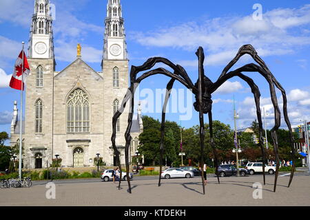 Maman, Bronze, Edelstahl und Marmor Riesenspinne Skulptur des Künstlers Louise Bourgeois in der National Art Gallery Ottawa, Ontario, Kanada Stockfoto