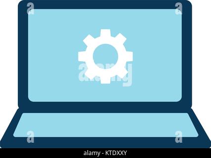 Laptop mit Zahnrad auf dem Bildschirm Computer icon image Vector Illustration Design Stock Vektor