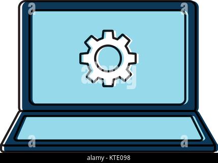 Laptop mit Zahnrad auf dem Bildschirm Computer icon image Vector Illustration Design Stock Vektor