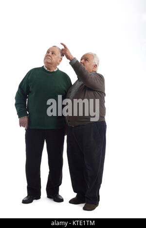 Zwei Freunde auf Weiß Stockfoto