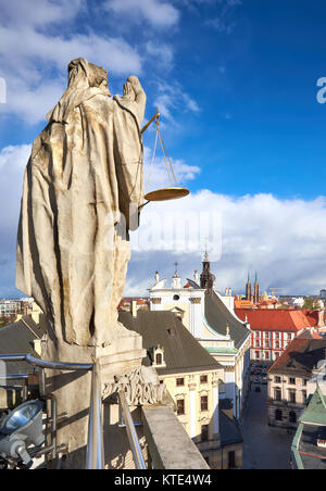 Vogelperspektive vom mathematischen Turm in der historischen Universität Breslau, im Jahr 1737 gebaut. Historische Hauptstadt von Niederschlesien, Polen, Europa. Stockfoto