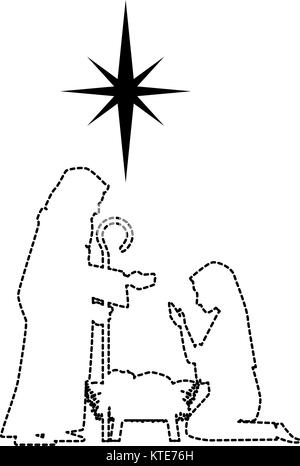 Heilige Familie silhouette Weihnachten zeichen Vector Illustration Design Stock Vektor