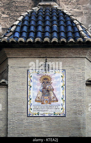 Fliesen- wandbild außerhalb der Iglesia de los Santos juanes in Valencia, Spanien Stockfoto