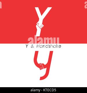 Y-Brief abstract Symbol & Hände Logo Design vector Template. Teamarbeit und Partnerschaft Konzept.Business bieten und Symbol. Vector Illustration Stock Vektor