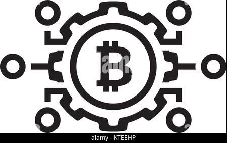 Mechanik der Bitcoin Symbol. Stock Vektor