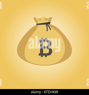 Einfach Geld beutel Symbol mit bitcoin Zeichen Abbildung Stock Vektor