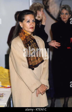 SONYA GANDHI Italienische geborene Frau in die indischen Politiker Rajiv bei einem Besuch in Stockholm 1988 Stockfoto