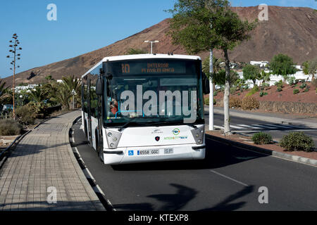 Bushaltestelle in der Nähe von Playa Blanca, Lanzarote, Spanien. Stockfoto