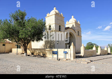 Iglesia San Pedro Nolasco de Molinos, Salta, Argentinien. Stockfoto