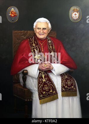 Joseph Aloisius Ratzinger Benedikt XVI. Papa Benedictus Decimus Sextus Gemälde in der nuestra señora de los desamparados Valencia Spanien. Stockfoto