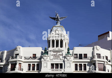 Edificio de la Union y el Fenix Espanol Gebäude 1929 durch Architekt Enrique Viedma Vidal Carrer de Valencia Xativa Spanien Stockfoto