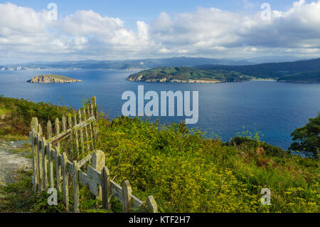 Coelleira Insel und Ria-Mündung tun Barqueiro von Estaca de Bares Cape, Coruna und Lugo Provinzen, Galizien, Spanien, Europa Stockfoto