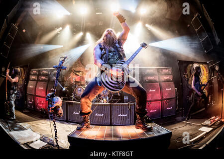 Die amerikanische Heavy Metal Band Black Label Society führt ein Live Konzert am Rockefeller in Oslo. Hier band Gründer, Sänger und Gitarrist Zakk Wylde ist live auf der Bühne gesehen. Norwegen, 03/03 2015. Stockfoto