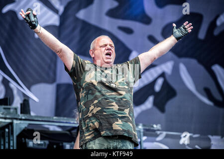 Die Deutschen heavy metal Sänger Udo Dirkschneider führt ein Live Konzert in der schwedischen Musik Festival Sweden Rock Festival 2016. Schweden, 11/06 2016. Stockfoto