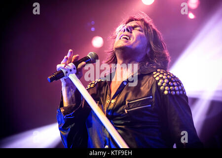 Die schwedischen Glam Rock Band Europa führt ein Live Konzert am Rockefeller in Oslo. Hier Sänger Joey Tempest ist live auf der Bühne gesehen. Norwegen, 24/09 2015. Stockfoto