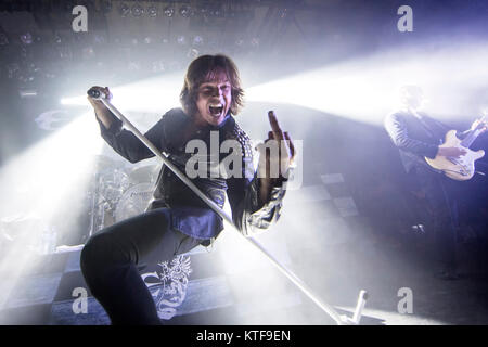 Die schwedischen Glam Rock Band Europa führt ein Live Konzert am Rockefeller in Oslo. Hier Sänger Joey Tempest ist live auf der Bühne gesehen. Norwegen, 24/09 2015. Stockfoto