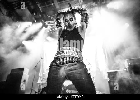 Der norwegischen Black Metal Band Gorgoroth führt ein Live Konzert in der Norwegischen Heavy Metal Festival Metal Inferno Festival 2017 in Oslo. Hier Frontmann Hoest gesehen wird live auf der Bühne. Oslo, 14.04.2017. Stockfoto