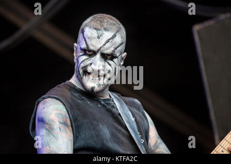 Norwegen, Borre - 18. August 2017. Der norwegischen Black Metal Band Gaahls Wyrd führt ein Live Konzert während der norwegischen Metal Festival Midgardsblot Festival 2017 in Borre. (Foto: Terje Dokken) Stockfoto