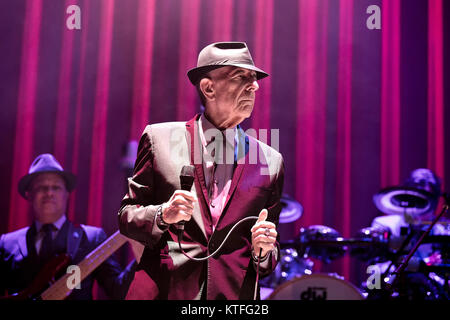 Der kanadische Sänger-Songwriter, Musiker und Poet Leonard Cohen führt ein Livekonzert im Spektrum in Oslo. Norwegen, 20/08-2013. Stockfoto