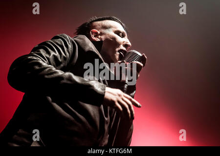 Marilyn Manson, der amerikanische Musiker und Sänger, führt ein Live Konzert in Sentrum Scene in Oslo. Norwegen, 09.06 2015. Stockfoto