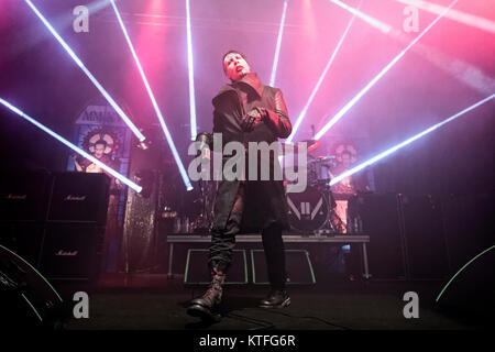 Marilyn Manson, der amerikanische Musiker und Sänger, führt ein Live Konzert in Sentrum Scene in Oslo. Norwegen, 09.06 2015. Stockfoto