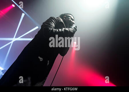 Marilyn Manson, der amerikanische Musiker und Sänger, führt ein Live Konzert in Sentrum Scene in Oslo. Norwegen, 09.06 2015. Stockfoto