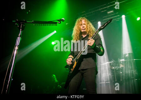 Norwegen, Oslo - August 1, 2017. Die amerikanische Thrash Metal Band Megadeth führt ein Live Konzert in Sentrum Scene in Oslo. Hier Gitarrist und Sänger Dave Mustaine ist live auf der Bühne gesehen. Stockfoto