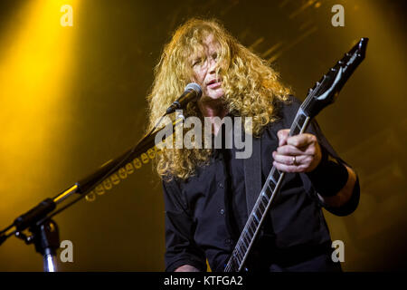 Norwegen, Oslo - August 1, 2017. Die amerikanische Thrash Metal Band Megadeth führt ein Live Konzert in Sentrum Scene in Oslo. Hier Gitarrist und Sänger Dave Mustaine ist live auf der Bühne gesehen. Stockfoto