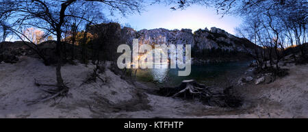 Der Pont d'Arc, einem natürlichen Bogen in der Ardèche, Frankreich Stockfoto