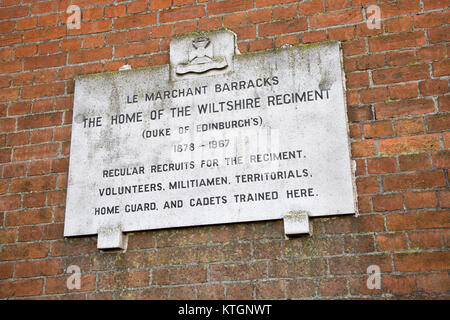 Le Marchant Kaserne Heimat der Wiltshire Regiments 1878-1967, Devizes, England, Großbritannien Stockfoto