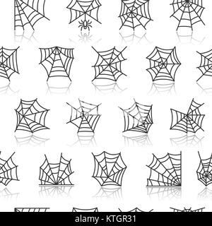 Spider Web nahtlose Muster. Cobweb Vector Illustration. Schwarz auf Weiß monochromen Hintergrund. Spiderweb saison Feier Symbol. Drucken, Verpacken, p Stock Vektor