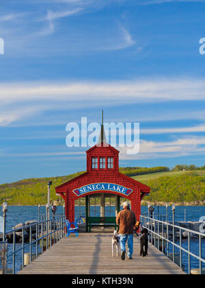 Stadt Dock auf Seneca Lake, Finger Lakes, Watkins Glen, New York, USA Stockfoto