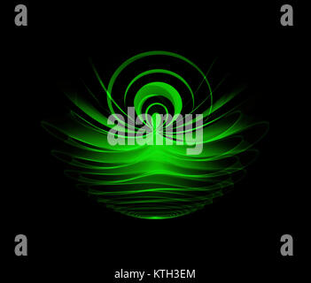 Abstrakt Grün leuchtende Motiv über schwarzen Hintergrund isoliert Stockfoto