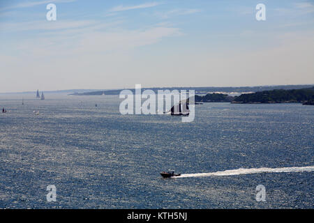 Szene auf den Hafen und die Bucht von Newport Rhode Island Stockfoto