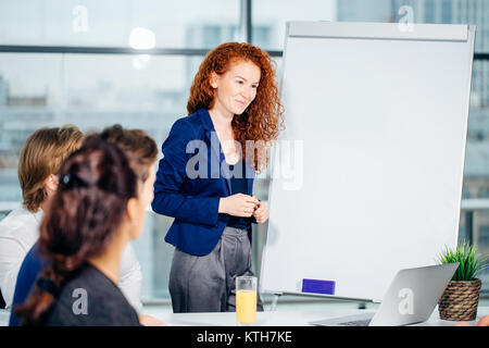 Präsentation im Business Seminar Analyse flipchart Stockfoto