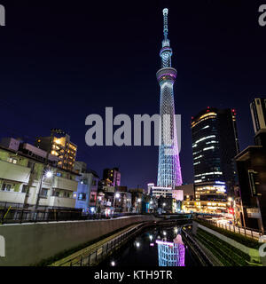 TOKYO, Japan - 23 November: Tokyo Sky Tree in Tokio, Japan, am 23. November 2013. Am 22. Mai 2012, dem höchsten Turm der Welt und der höchste geöffnet Stockfoto