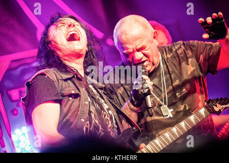 Die deutsche Heavy Metal Band U.D.O. führt ein Live Konzert in der Union Szene in Oslo. Hier band Gründer und Sänger Udo Dirkschneider wird gesehen, live auf der Bühne. Norwegen, 18/02 2016. Stockfoto