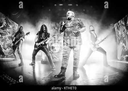 Die deutsche Heavy Metal Band U.D.O. führt ein Live Konzert in der Union Szene in Oslo. Hier band Gründer und Sänger Udo Dirkschneider wird gesehen, live auf der Bühne. Norwegen, 18/02 2016. Stockfoto