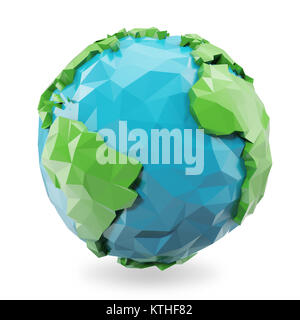3D-Rendering Low Poly Erdkugel Abbildung. Polygonale Globussymbol, Low Poly style Stockfoto