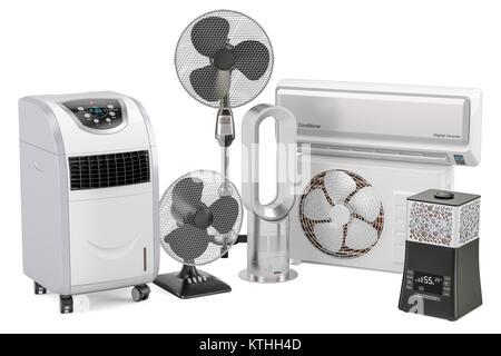 Kühlung und Klima elektrische Ausrüstung. 3D-Rendering auf weißem Hintergrund Stockfoto