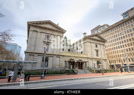 Portland, USA - Dec 19, 2017: Pioneer Courthouse in Pioneer Square Stockfoto